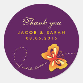 Dunkle Lila Schmetterlingssonne Hochzeit Danke Sti Runder Aufkleber