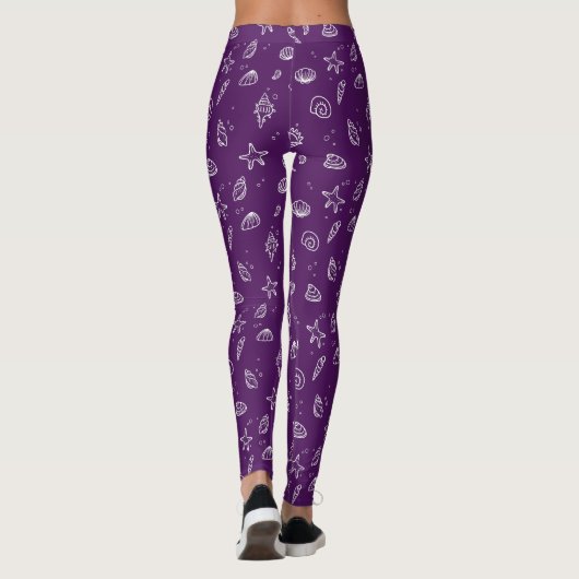 Dunkle Lila Seashell-Leggings Leggings (Rückseite)