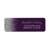 Dunkle Lila Silber Glitter Hochzeitsrücksendeadres (Vorne)
