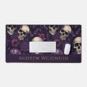 Dunkle Lila Skulls Rose Gothic Schreibtischunterlage (Tastatur & Maus)