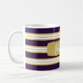 Dunkle Lila Streifen Muster Individuelle Name Kaffeetasse (Links)