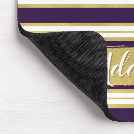 Dunkle Lila Streifen Muster Individuelle Name Mousepad (Ecke)