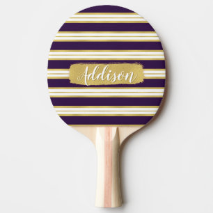 Dunkle Lila Streifen Muster Individuelle Name Tischtennis Schläger