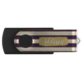 Dunkle Lila Streifen Muster Individuelle Name USB Stick