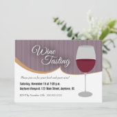 Dunkle Lila Streifen Party Weinverkostung Einladung (Stehend Vorderseite)