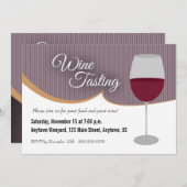 Dunkle Lila Streifen Party Weinverkostung Einladung (Vorne/Hinten)