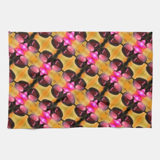 Dunkle Lila Tulip Blume Abstraktes Muster Geschirrtuch (Horizontal)