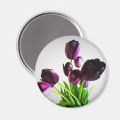 Dunkle Lila Tulips Magnet (Vorderseite/Rückseite)
