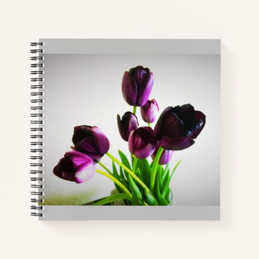Dunkle Lila Tulips Notizblock (Vorderseite)