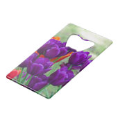 Dunkle lila Tulpen-Puppe Geldbeutel Flaschenöffner (Rückseite Schrägansicht)