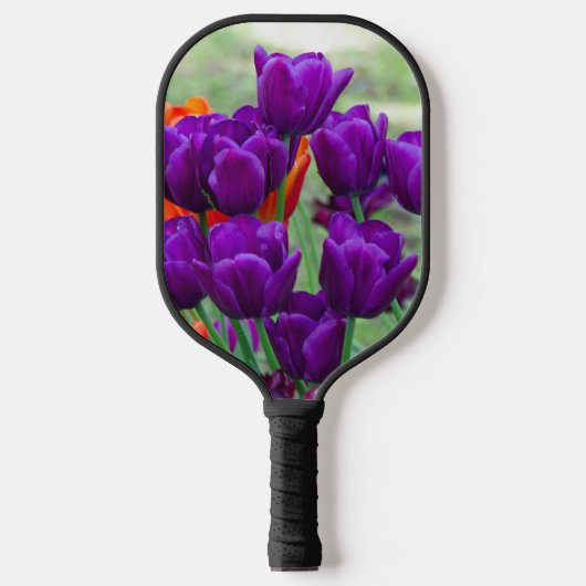 Dunkle lila Tulpen-Puppe Pickleball Schläger (Vorderseite)