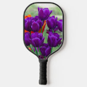 Dunkle lila Tulpen-Puppe Pickleball Schläger (Rückseite)