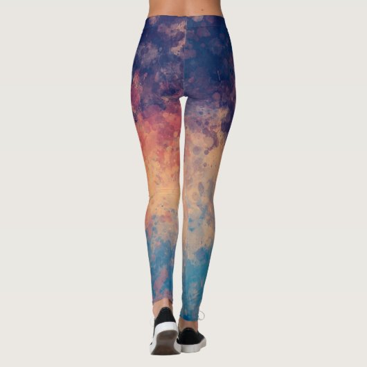 Dunkle Lila und blaue Botanische Wasserfarben Kuns Leggings (Rückseite)