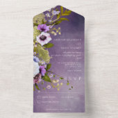 Dunkle Lila und dunkle grüne Blüte Moderne Kein Ab All In One Einladung (Innen Boden)