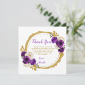 Dunkle Lila und Gold Elegante Blume 16 . Geburtsta Dankeskarte (Stehend Vorderseite)