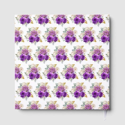 Dunkle Lila und Gold Elegante Blume 16 . Geburtsta Gästebuch (Rückseite)