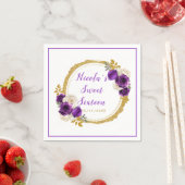 Dunkle Lila und Gold Elegante Blume 16 . Geburtsta Serviette (Beispiel)