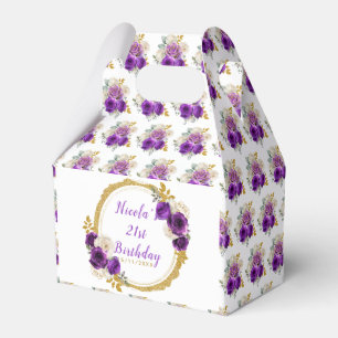 Dunkle Lila und goldene elegante Blume Geburtstag Geschenkschachtel