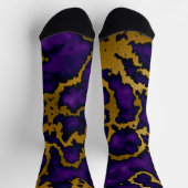 Dunkle Lila und goldene Marmortextur Socken (Oben)