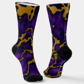 Dunkle Lila und goldene Marmortextur Socken (Gewinkelt)