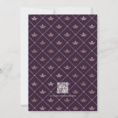 Dunkle Lila und Rose Gold Floral Wedding QR Code Einladung (Rückseite)