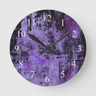 Dunkle Lila und schwarze Grunge Wall Uhr
