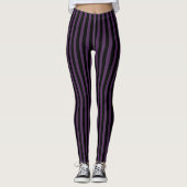 Dunkle lila und schwarze Streifen Leggings (Vorderseite)