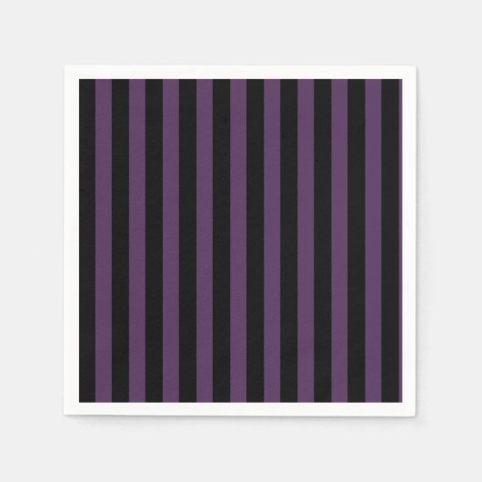 Dunkle lila und schwarze Streifen Serviette (Vorderseite)