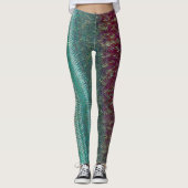 Dunkle Lila und Seegrün-Stickerei-Leggings Leggings (Vorderseite)
