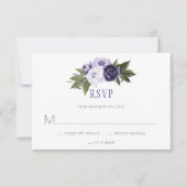Dunkle Lila und violette Peonies Wedding RSVP | (Vorderseite)