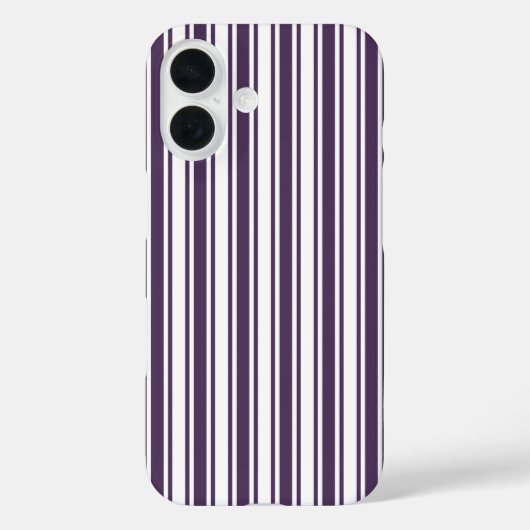 Dunkle lila und weiße Streifen Case-Mate iPhone Hülle (Rückseite)