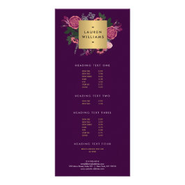Dunkle Lila Vintage Moderne Blumenmotive Designer Werbekarte