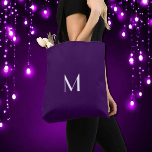 dunkle lila Vollfarbe - Monogramm hinzufügen Tasche