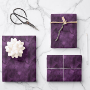 Dunkle Lila Wasserfarbe Geschenkpapier Set