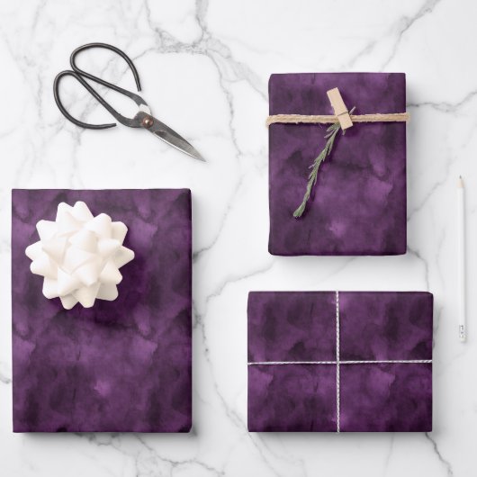 Dunkle Lila Wasserfarbe Geschenkpapier Set (Vorderseite)