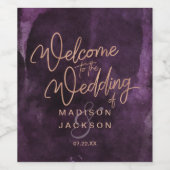 Dunkle Lila Wasserfarbe Rose Goldene Hochzeit Will Weinetikett (Einzelnes Label)