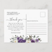 Dunkle Lila Weiße Foto Beerdigung Gedenkstätte Postkarte (Rückseite)