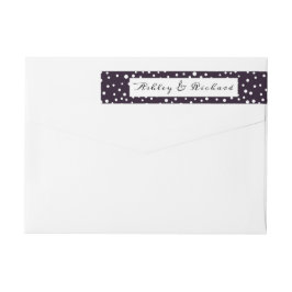 Dunkle lila-weiße Polka-Punktmusterhochzeit