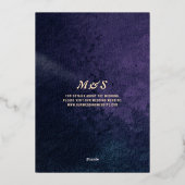 Dunkle Lila Wildblumen Herbstwochenende Folieneinladung (Rückseite)