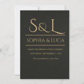 Dunkle Luxus-Monogramm-Hochzeitseinladung Einladung (Vorderseite)