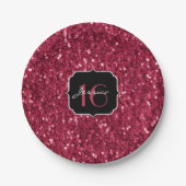 Dunkle magenta rosa Imitate Glitzer Glitzern Sweet Pappteller (Vorderseite)