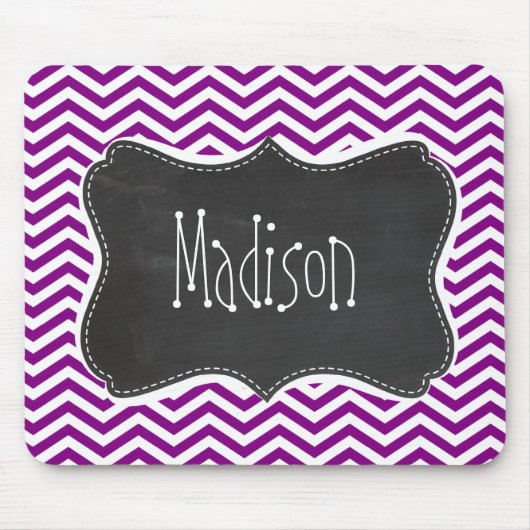 Dunkle Magenta Zickzack; Retro-Chalkboard Mousepad (Vorne)