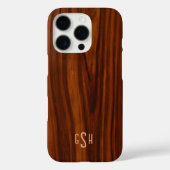 Dunkle Mahogany Holztextur, Monogramm Case-Mate iPhone Hülle (Rückseite)