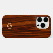 Dunkle Mahogany Holztextur, Monogramm Case-Mate iPhone Hülle (Rückseite (Horizontal))