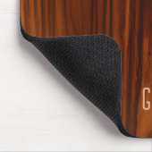 Dunkle Mahogany Holztextur, Monogramm Mousepad (Ecke)