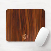 Dunkle Mahogany Holztextur, Monogramm Mousepad (Mit Mouse)