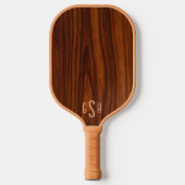 Dunkle Mahogany Holztextur, Monogramm Pickleball Schläger (Vorderseite)