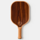 Dunkle Mahogany Holztextur, Monogramm Pickleball Schläger (Rückseite)