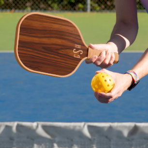 Dunkle Mahogany Holztextur, Monogramm Pickleball Schläger