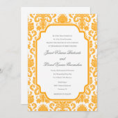 Dunkle Mandarine Hochzeiten Damask Muster Custom I Einladung (Vorne/Hinten)